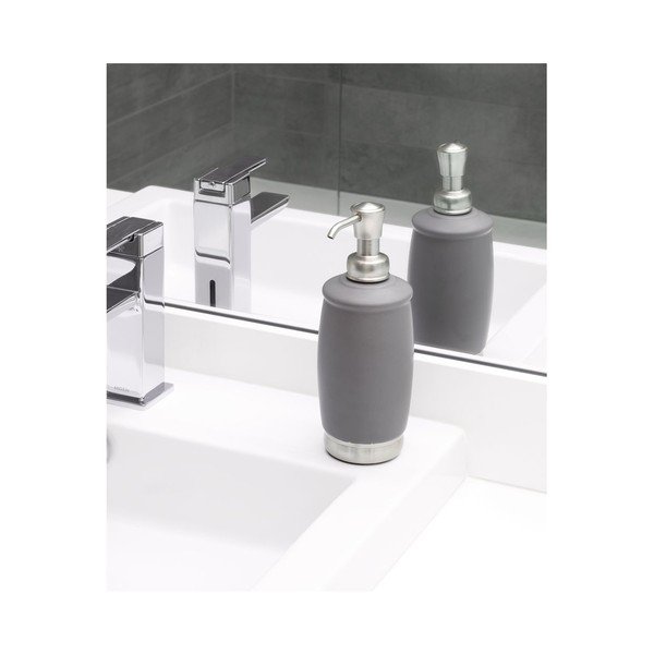 Dozator din ceramică pentru săpun iDesign York, gri-image-1