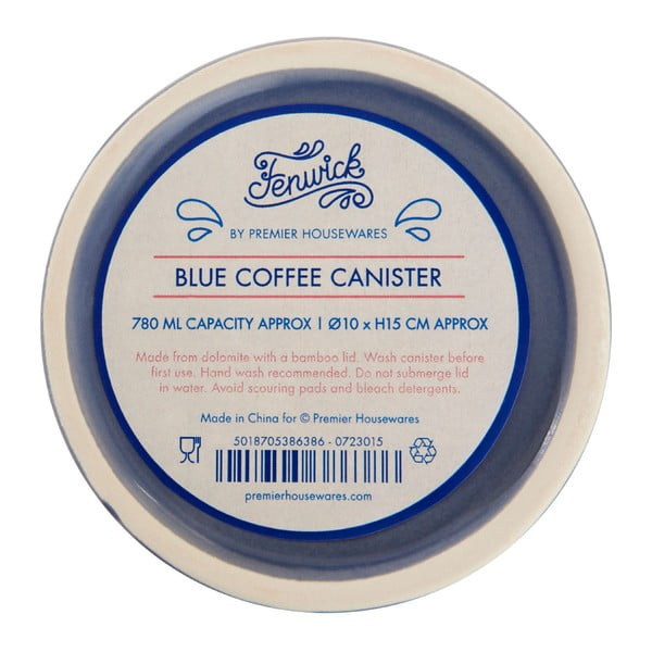 Recipient pentru cafea cu capac din lemn de bambus Premier Housewares Fenwick, albastru-image-1