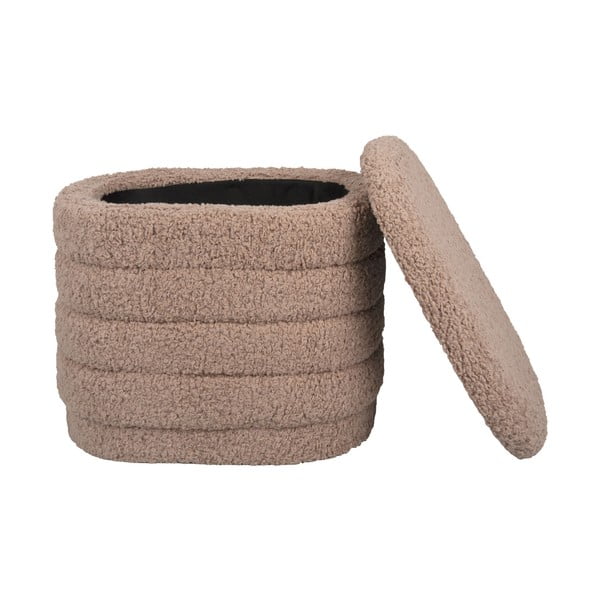 Puf oval cu spațiu de depozitare Leitmotiv Cuddly, maro