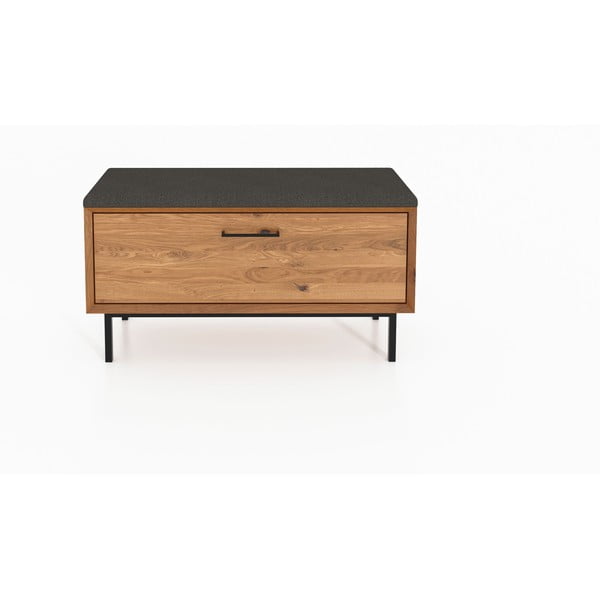 Pantofar gri/natural cu bancă din lemn de stejar Abies – The Beds-image-2