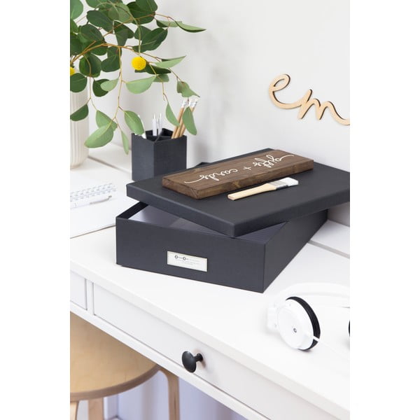 Cutie de depozitare cu etichetă pentru documente Bigso Box of Sweden Oskar, format A4, gri închis-image-1