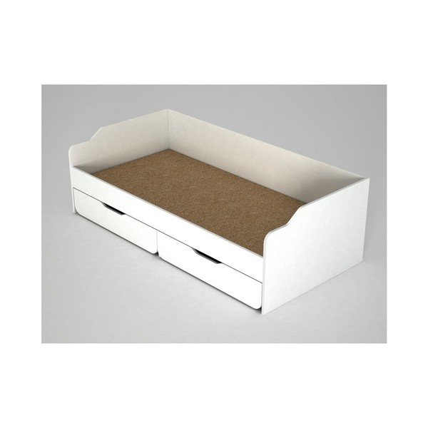 Pat din lemn pentru o persoană Young, alb-image-2