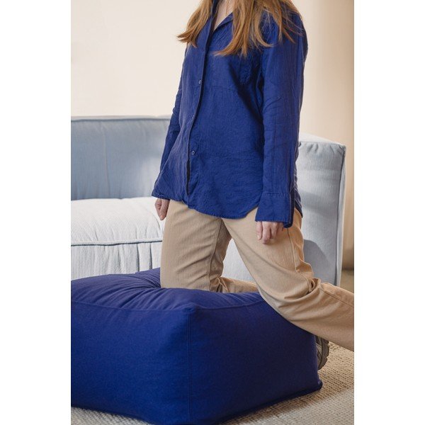 Puf albastru cu tapițerie din lână Keno – noo.ma-image-2