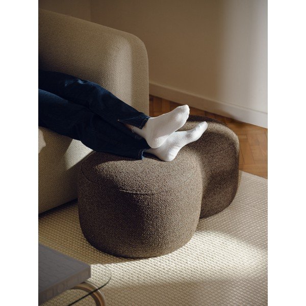 Puf maro închis cu tapițerie din țesătură bouclé Umbo – noo.ma-image-2