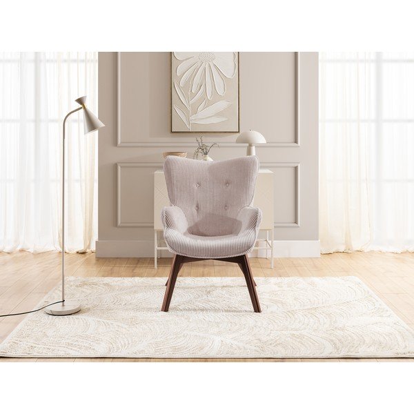 Fotoliu roz deschis cu tapițerie din catifea reiată Niko – Ropez-image-1