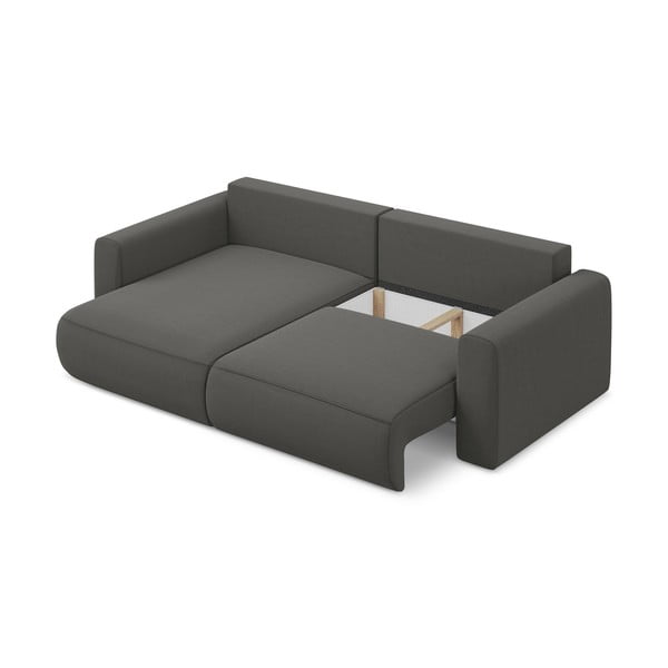 Colțar gri închis extensibil/cu spațiu de depozitare cu tapițerie din catifea (cu colț pe partea stângă/cu șezlong) Kapua – Makamii-image-4