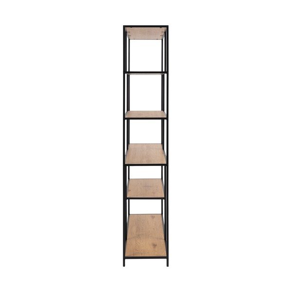 Bibliotecă neagră/în culoare naturală cu aspect de lemn de stejar 135x185 cm Seaford – Actona-image-3