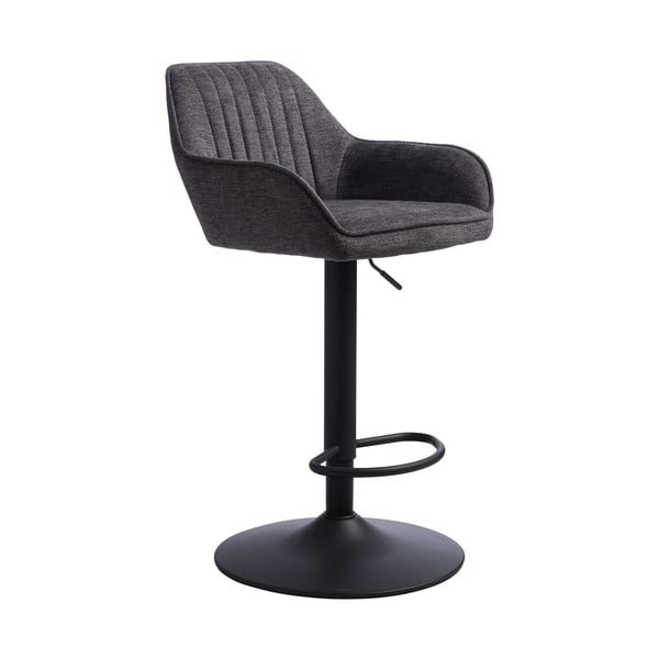Scaun de bar gri închis cu înălțime ajustabilă/cu cotiere tapițat (înălțime șezut 65 cm) Nolan – Unique Furniture