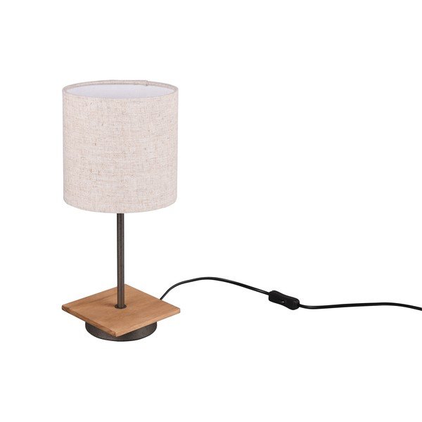 Veioză bej/în culoare naturală cu abajur textil (înălțime 40 cm) Elmau – Trio