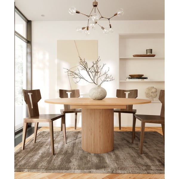 Masă de dining rotundă extensibilă cu aspect de lemn de stejar ø 115 cm Malaga – Bonami Selection-image-1
