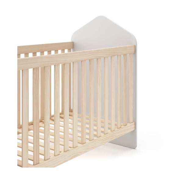 Pătuț alb/în culoare naturală cu aspect de lemn de pin 60x120 cm Estefania – Marckeric-image-4