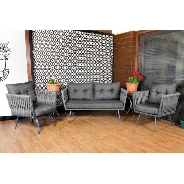 Set mobilier de grădină gri pentru patru persoane Violet – Floriane Garden-image-2