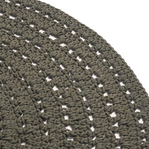 Covor rotund din bumbac LABEL51 Knitted, ⌀ 150 cm, verde închis-image-1