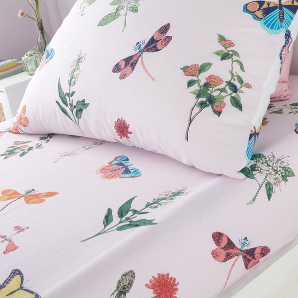 Cearceaf pentru copii pentru pat de o persoană cu elastic 90x190 cm Butterfly Garden – RHS