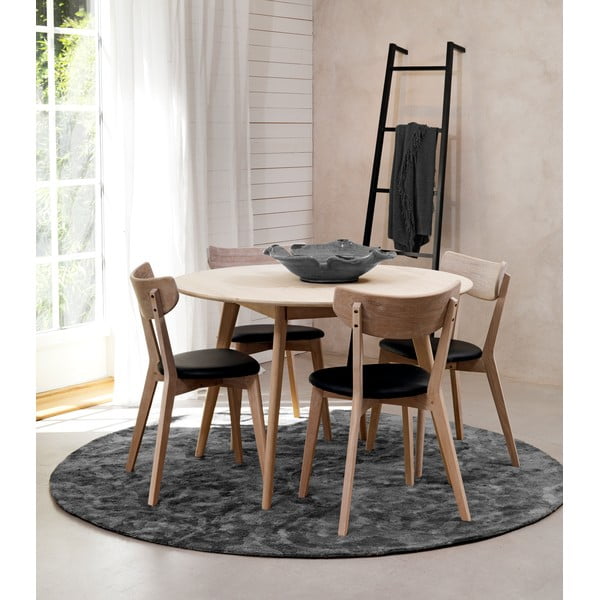 Scaun de dining din lemn de stejar cu șezut negru Rowico Amia, maro-image-1