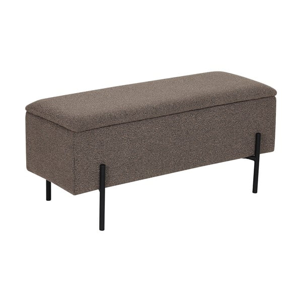 Bancă maro cu tapițerie din țesătură bouclé Watford – House Nordic-image-3