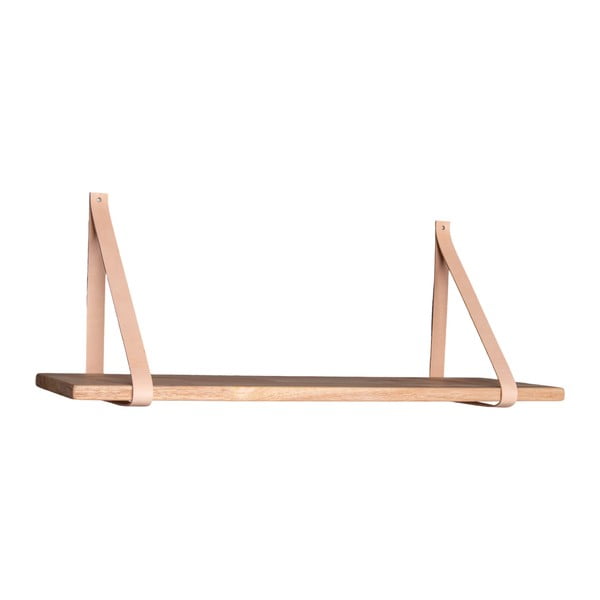 Raft din lemn cu suport din piele maro Casa Nordic Forno, 120 x 20 cm-image-1