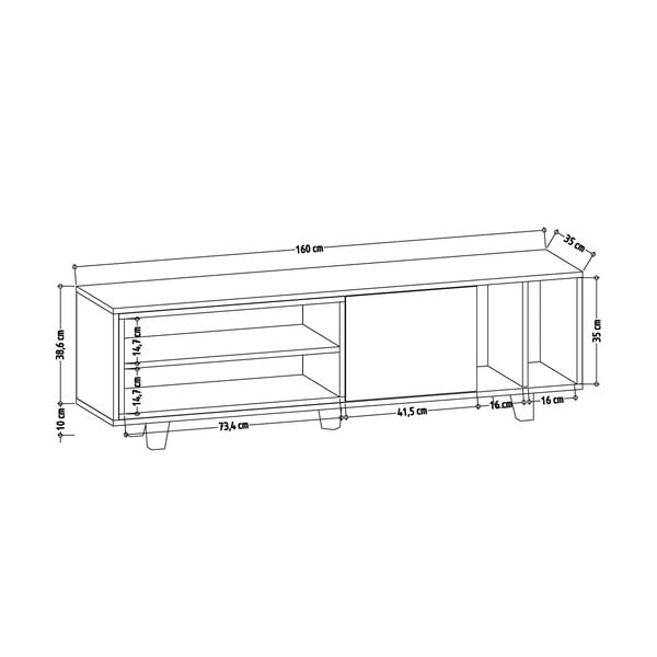 Comodă TV albă/cu aspect de lemn de stejar 160x49 cm Rosmar – Kalune Design-image-3