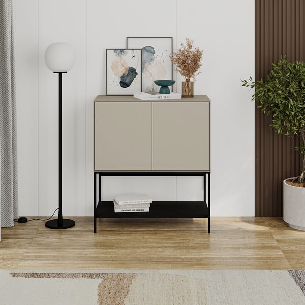 Dulap negru/crem 80x90x40 cm Amira – Marckeric-image-1