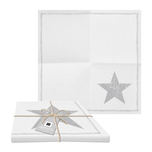 Set 2 șervețele din bumbac PPD Star Fashion, 20 x 20 cm, argintiu