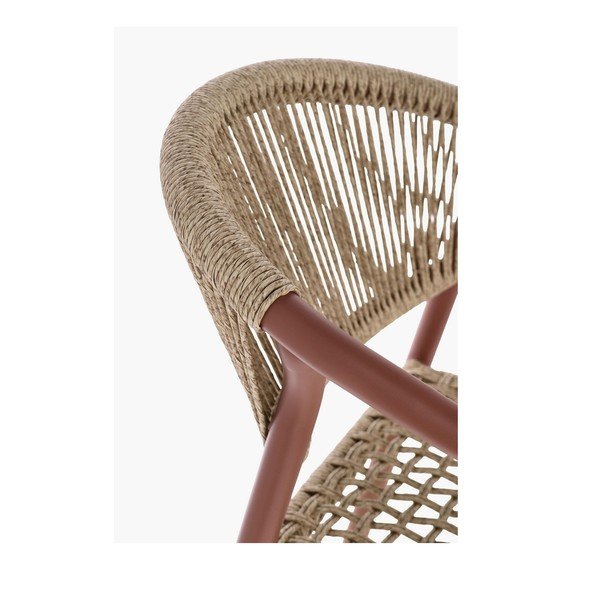 Scaun de grădină roșu/în culoare naturală din metal Canarias – Bizzotto-image-1