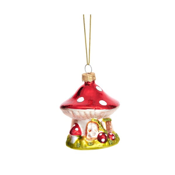 Ornament de Crăciun lucrat manual din sticlă ø 6 cm Mushroom House – Sass & Belle