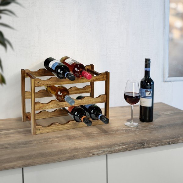 Raft pentru sticle de vin în culoare naturală din lemn de acacia număr de sticle 12 42x28x21 cm Fondi – Wenko-image-1