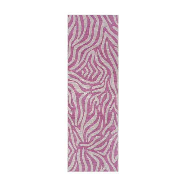 Covor adecvat pentru exterior NORTHRUGS Cebra, 70 x 300 cm, roz - bej