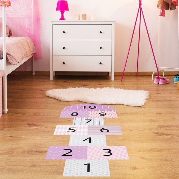 Covor adeziv din vinilin pentru copii Ambiance Hopscotch Girly-image-1