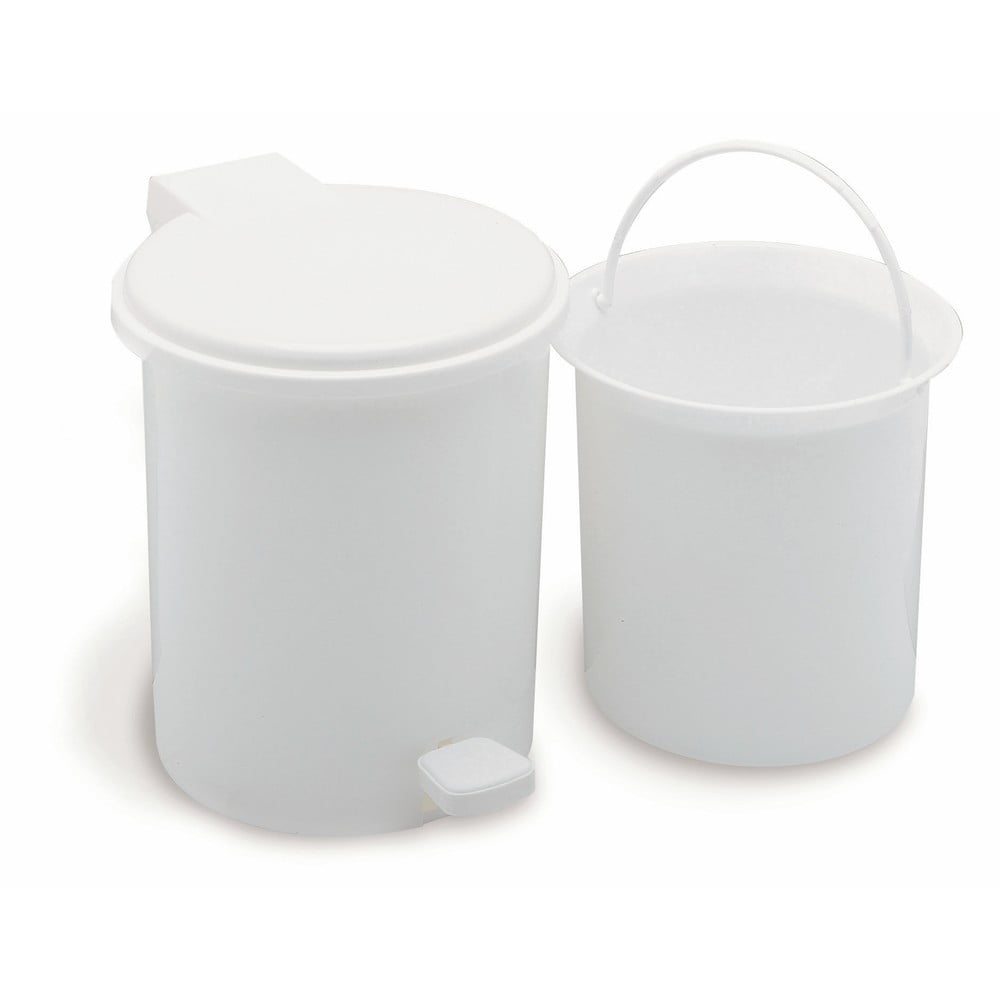 Coș de gunoi cu pedală, pentru baie Addis, 20 x 12,5 x 39 cm, alb