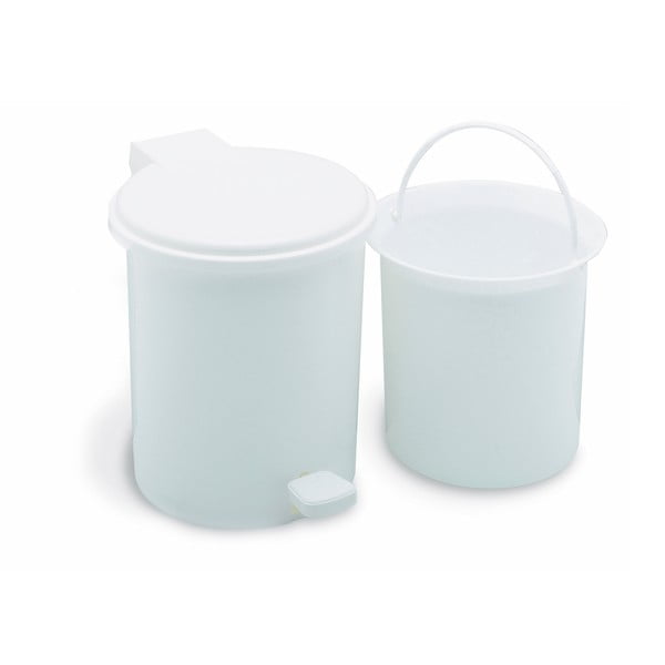 Coș de gunoi cu pedală, pentru baie Addis, 20 x 12,5 x 39 cm, alb