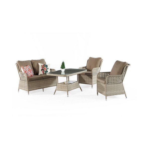 Set mobilier de grădină bej din ratan artificial pentru patru persoane Cenova – Floriane Garden-image-2