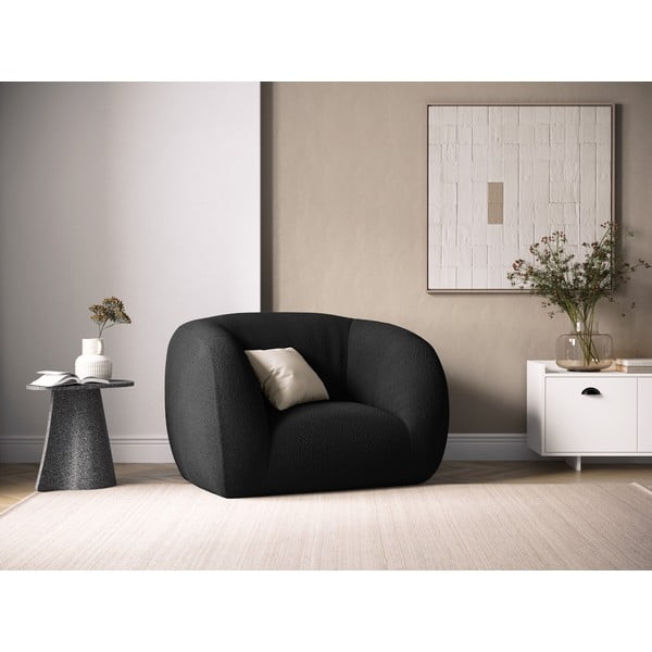 Fotoliu gri închis cu tapițerie din stofă bouclé Essen – Cosmopolitan Design-image-1