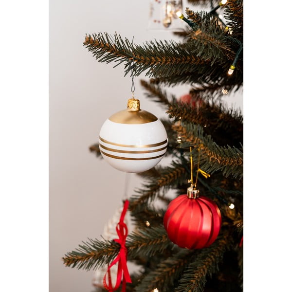 Set 3 globulețe albe-aurii din sticlă pentru Crăciun Ego Dekor-image-1