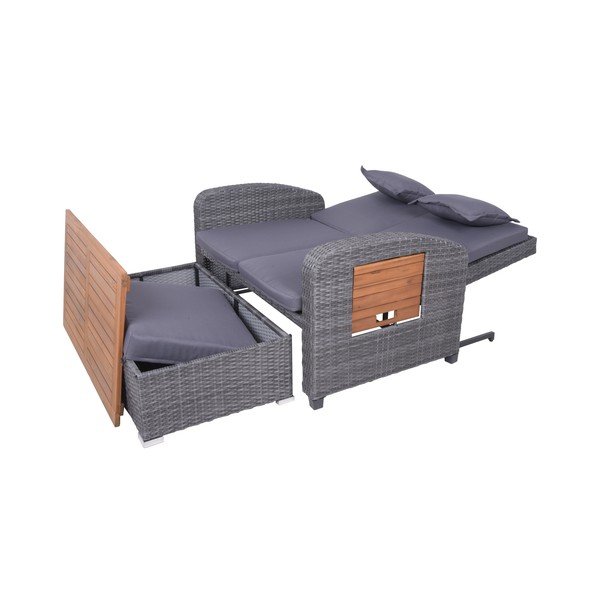 Canapea de grădină gri din ratan artificial Bari – Garden Pleasure-image-3