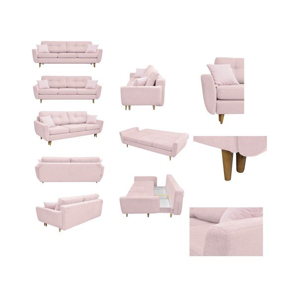 Canapea extensibilă Mazzini Sofas Rose, roz-image-1