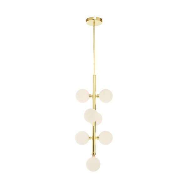 Lustră albă/aurie din metal cu abajur din sticlă ø 27 cm Trieste – Premier Housewares-image-3