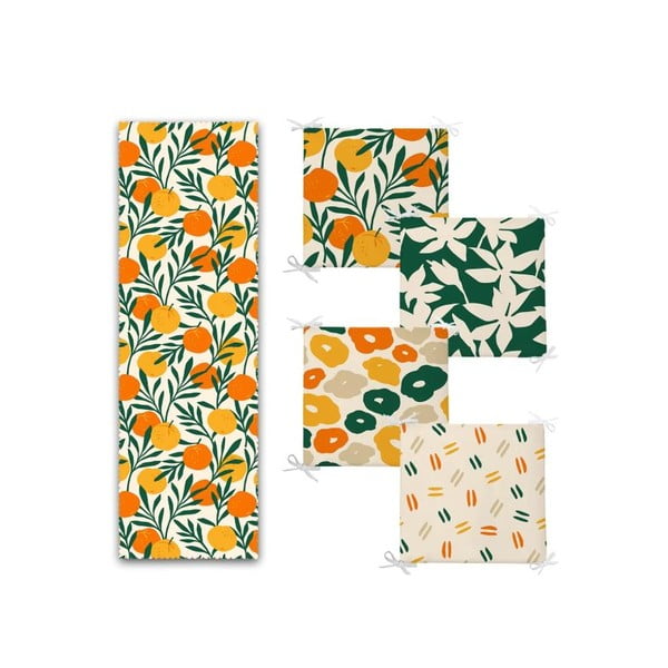 Set napron de masă și perne de scaun 5 buc. Orange – Mila Home
