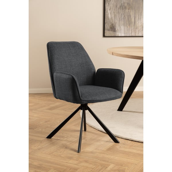 Set de scaune de sufragerie gri închis cu cotiere 2 buc. tapițat Glenda – Actona-image-2