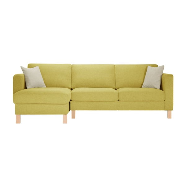 Canapea cu șezlong pe partea stângă și 2 perne crem Stella Cadente Maison Canoa, galben