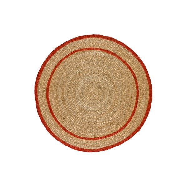 Covor roșu-natural rotund ø 90 cm Mahon – Universal