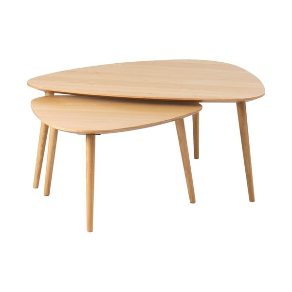 Măsuțe de cafea în culoare naturală 2 buc. cu aspect de lemn de stejar 70x100 cm Adda – Unique Furniture