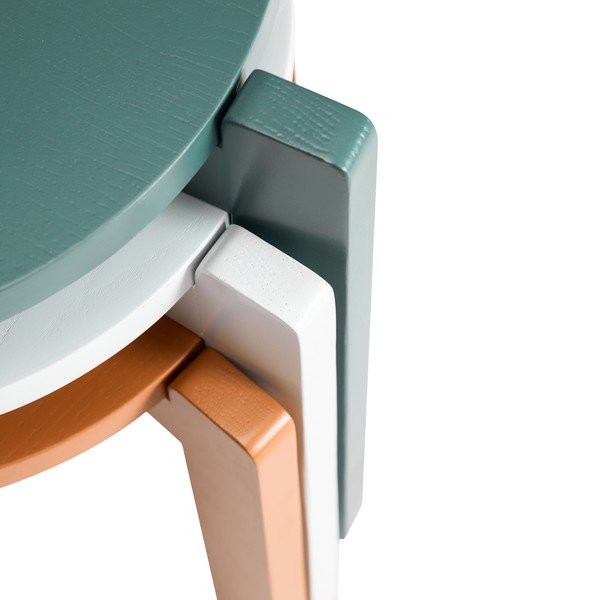 Scaun tip taburet portocaliu stivuibil cu aspect de lemn de stejar Always – Hübsch-image-4