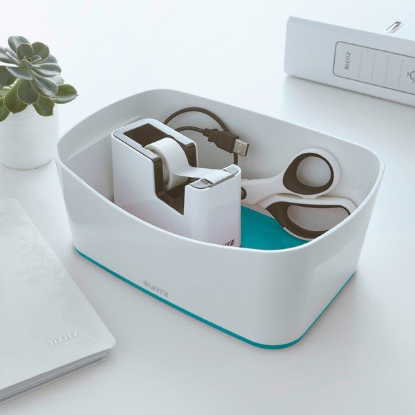 Cutie de depozitare din plastic alb-turcoaz MyBox - Leitz-image-1
