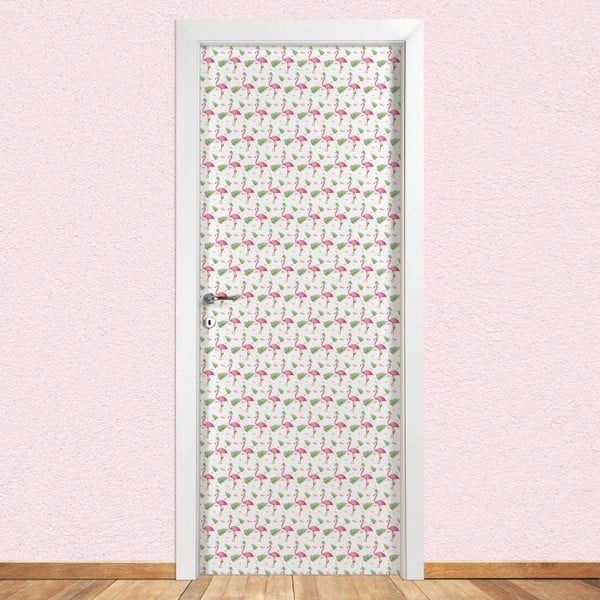 Autocolant pentru ușă LineArtistica Flamingo, 80 x 215 cm