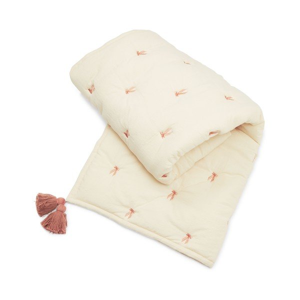 Pătură pentru copii, galben-deschis/roz din bumbac organic matlasată 90x120 cm Bows – Cam Cam Copenhagen