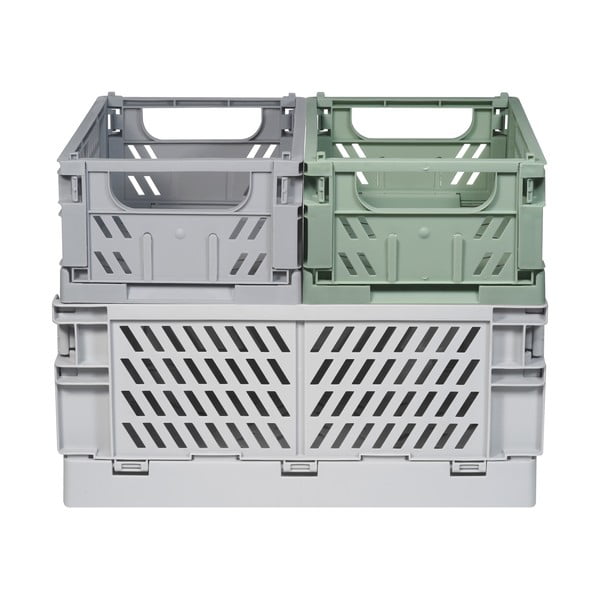 Cutii de depozitare din plastic gri verde 3 buc  - Kindsgut-image-4