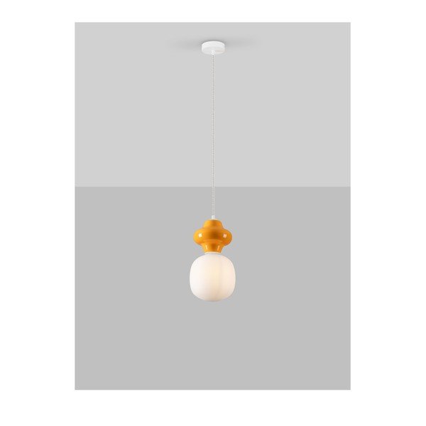 Lustră albă/portocalie din ceramică cu abajur din sticlă ø 18 cm Clio – Nova Luce-image-4