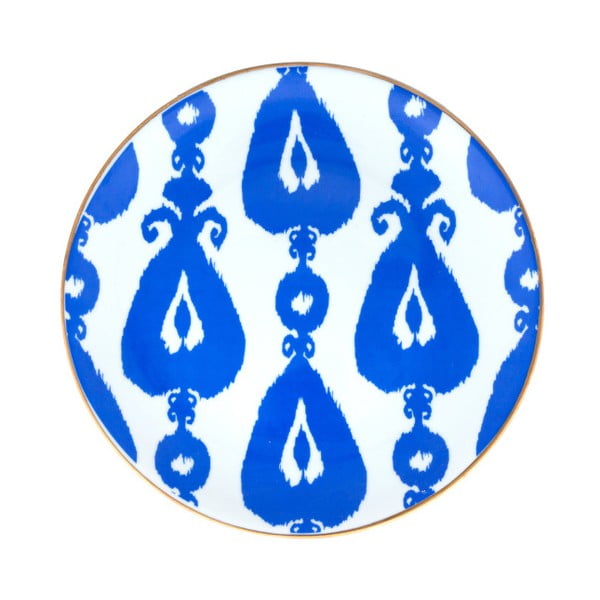 Farfurie din porțelan Vivas Ikat Bead, Ø 23 cm, albastru - alb