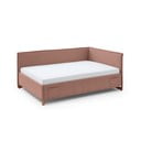 Pat pentru copii  roz pe colț tapițat cu spațiu de depozitare cu somieră 140x200 cm Fun – Meise Möbel